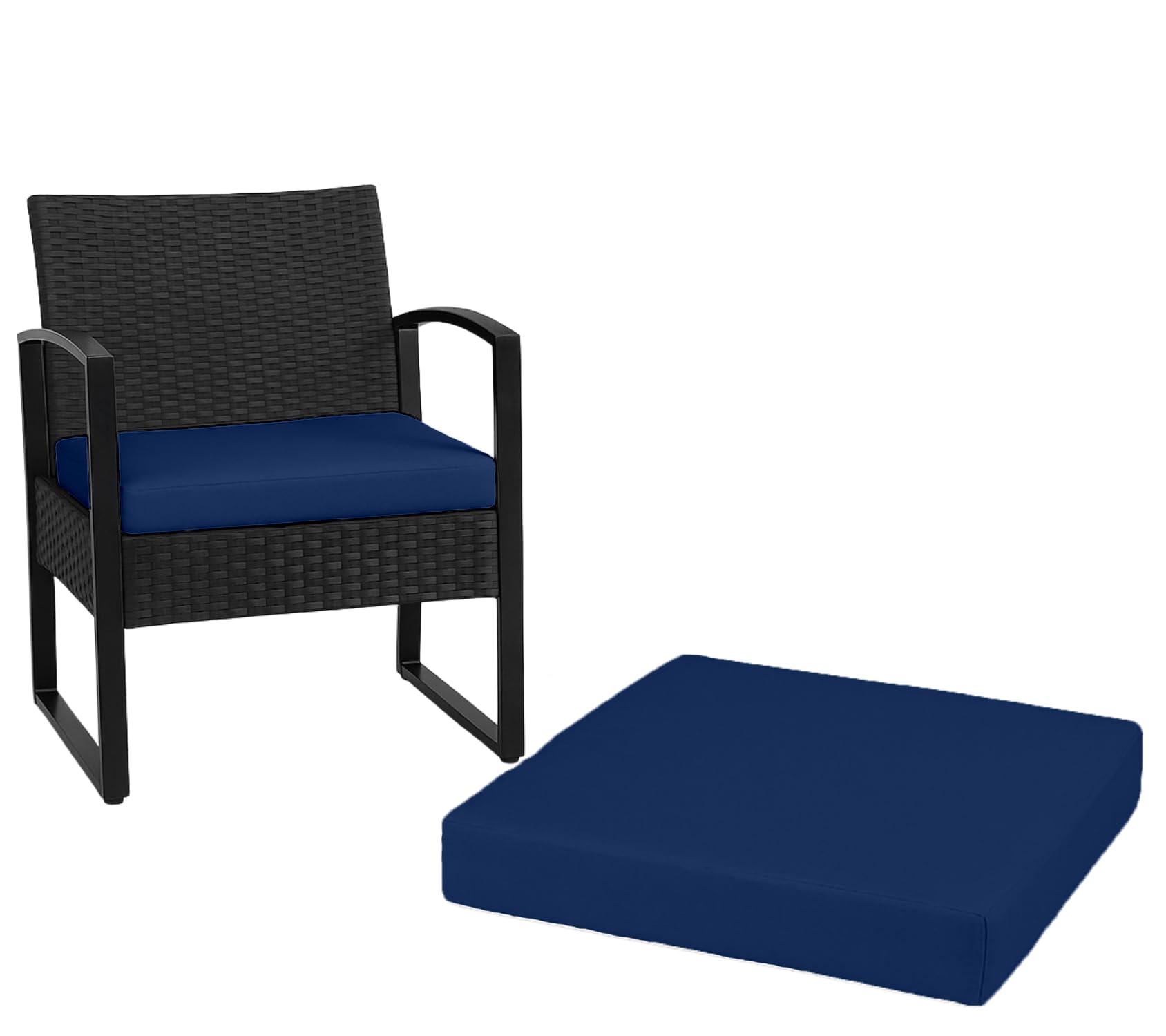 Dazzle Collection Navy Waterproof Seat Pads For Garden Chairs Indoor & Outdoor Garden Sofa Foam Seat Pad Patio Bench Cushions Pad ((50Cm X 50Cm X5cm), )