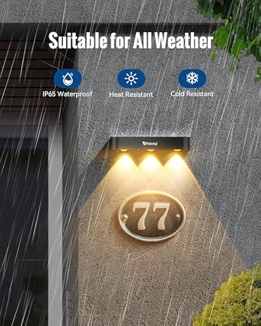 Solar Fence Lights, 4 Pack Outdoor Fence Light Solar Powered with Sync Group Control & 10 Light Modes, Solar Wall Lights Outdoor Waterproof IP65 for Deck, Patio, Backyard, Wall, Pool, Step