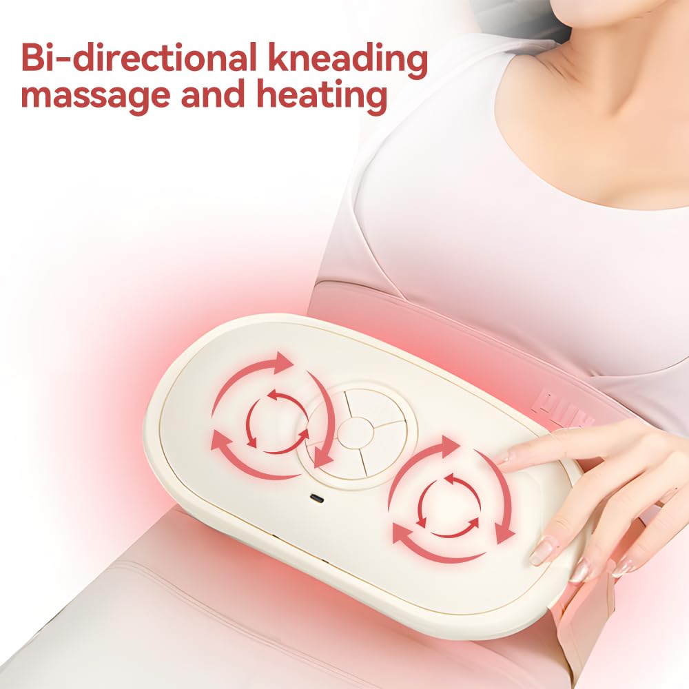 Elektrisches Bauchmassagegerät mit Wärmefunktion, tragbares Abdominale Massagegerät mit Zwei Scheiben gegen Verstopfung und Regelschmerzen, Verdauungshilfe für Zuhause und Büro