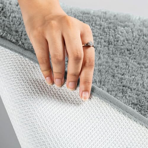 Image of LUXE HOME INTERNATIONAL Microfiber Rectangular Home Bath Mat Super Soft Non Slip Vegas Mats for Bathroom, Kitchen, Bedroom, and Door (40X60 Cm, Silver) Pack of 2