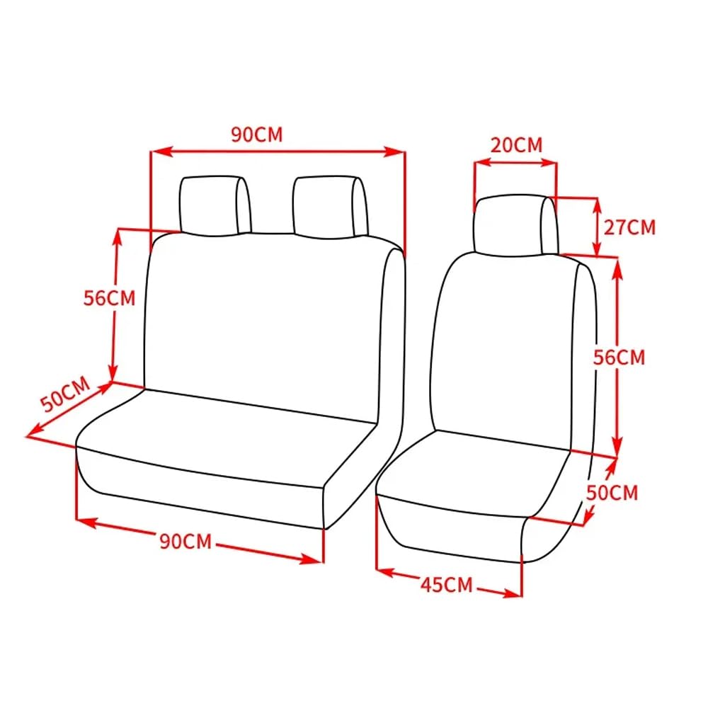 Housse de siège Voiture pour Citroen Jumpy III/3 M 2016-2025, Camionnettes et Bus Housses de siège Avant Simple et Double, Conducteur et Double Passager 2+1,Red
