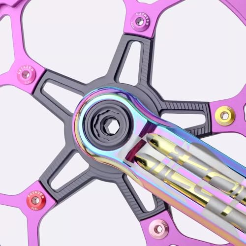 catazer 5 PCS 7075 Aluminum Alloy Single Chainring Bolts Double Chainring Bolts for Road MTB Bicycle Crankset (Light Pink, Double)
