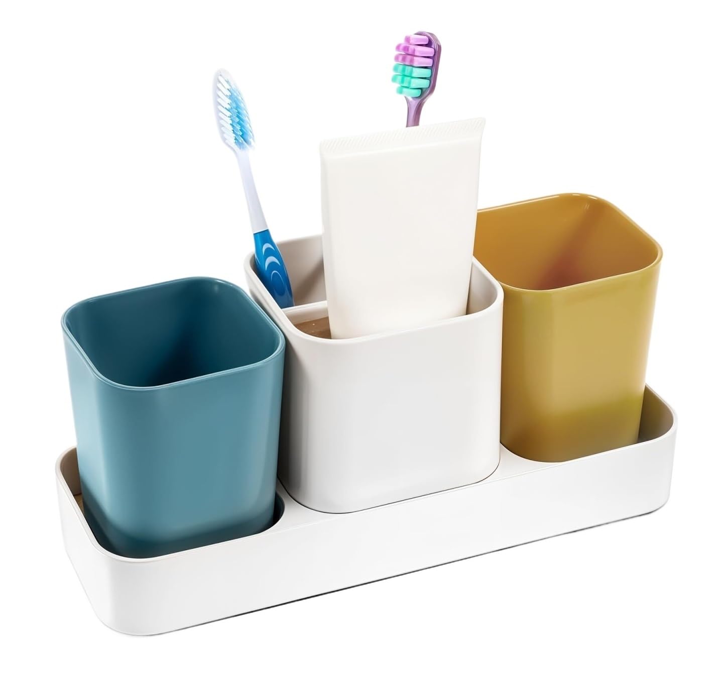 Portacepillos De Dientes para Baño Y Ducha Soporte For Cepillo De Dientes For Organizador Baño, Juego Almacenamiento con 2 Tazas For Pasta