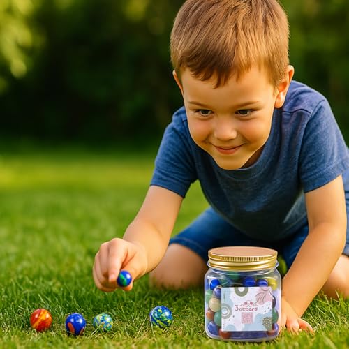 3 otters 125PCS Marbles Games for Kids, Assorted Size with Gift Box for Marbles Run Games