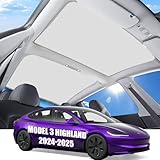 2025 Upgraded Sunshade Roof for Tesla Model 3 Highland 2025 2024 (Never Sag) Skylight Glass Sunroof Roof Sunshade for Tesla Model 3 Accessories 2025 UV Reflector Reflective Covers Block Harmful-White