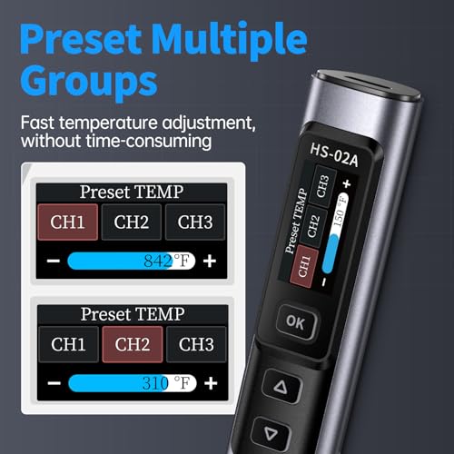 Image of FNIRSI HS-02A 100W Portable Corded Soldering Iron Kit with Storage Case, 3S Fast Heating, 212-842℉, Pre-set 3 Groups Temperature, 6 F245 Soldering Tips, Smart Soldering Iron Pen for Electronics Repair