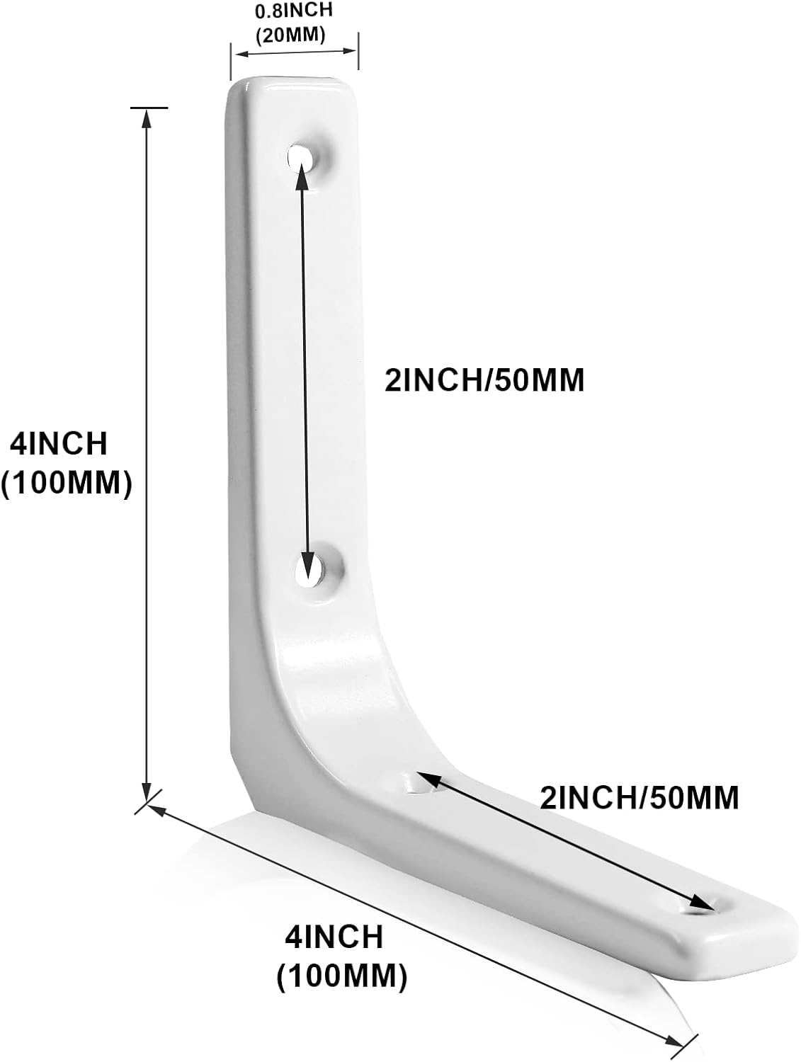 Waziaqoc 4Pcs L Wall Bracket, 4 x 4 Inch Heavy Duty Floating Shelf Bracket, Iron Joint Angle Bracket Shelf Support for DIY with Screws (White)