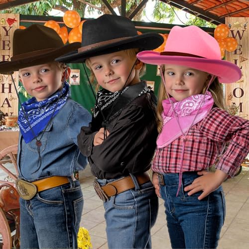 SeptCity Personalized Toddler Cowboy Hat With Bandana for Age 2-5 Boys Girls, Custom Leather Patch Baby Cowgirl Hat4