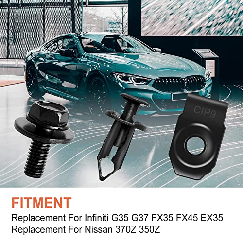 Belleone 35PCS Engine Splash Shield Body Bolts Screws - Fender Bumper Clips Rivets - Splash Shield Hardware Bolts Kit Fit for Nissan 350z 370z Infiniti G35 G37 FX35 FX45 - Image 6