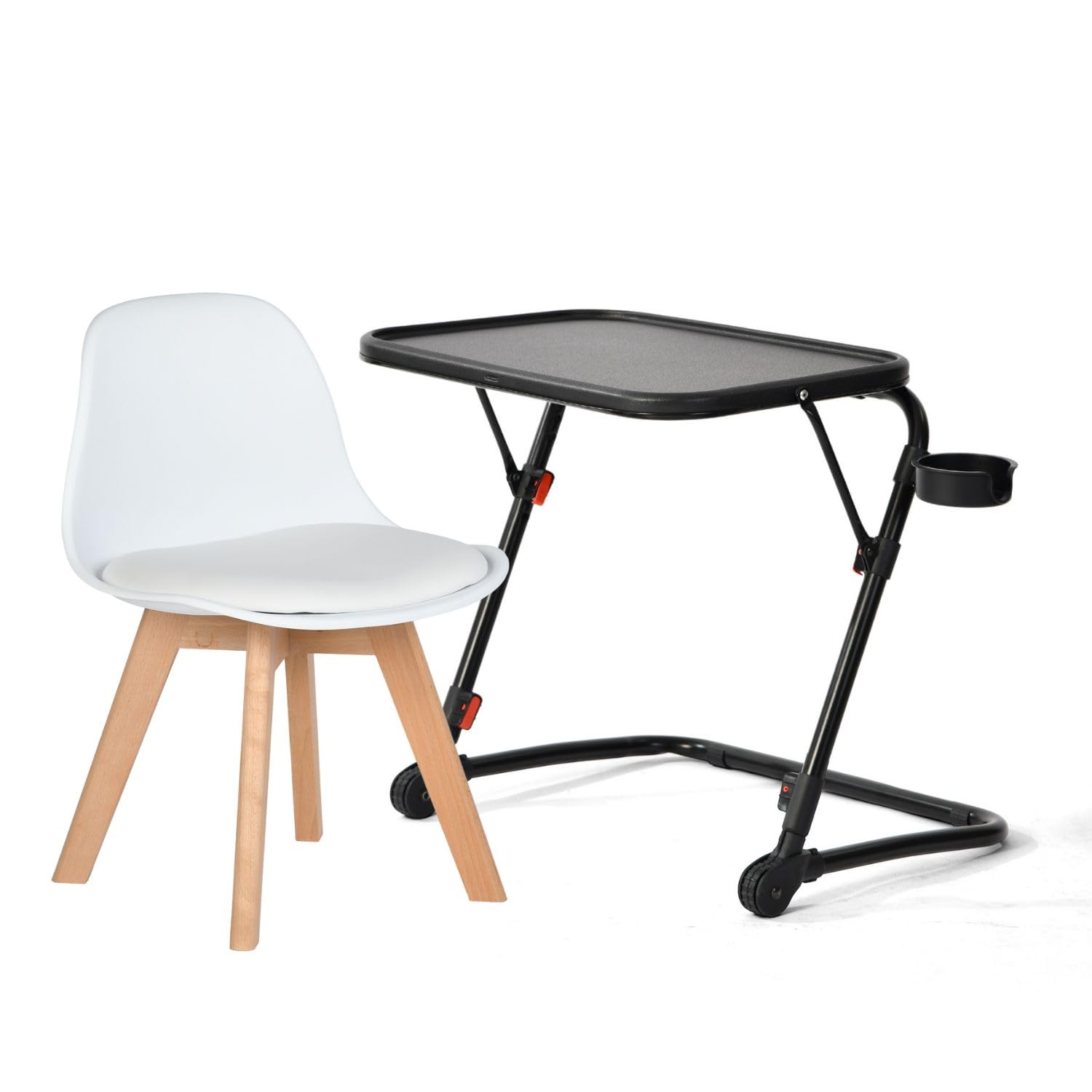 FurnitureR Mesa Infantil con 1 Silla, Juego de Asientos para niños de 1 a 6 años, Muebles Infantiles para habitación Infantil, Color Negro y Blanco