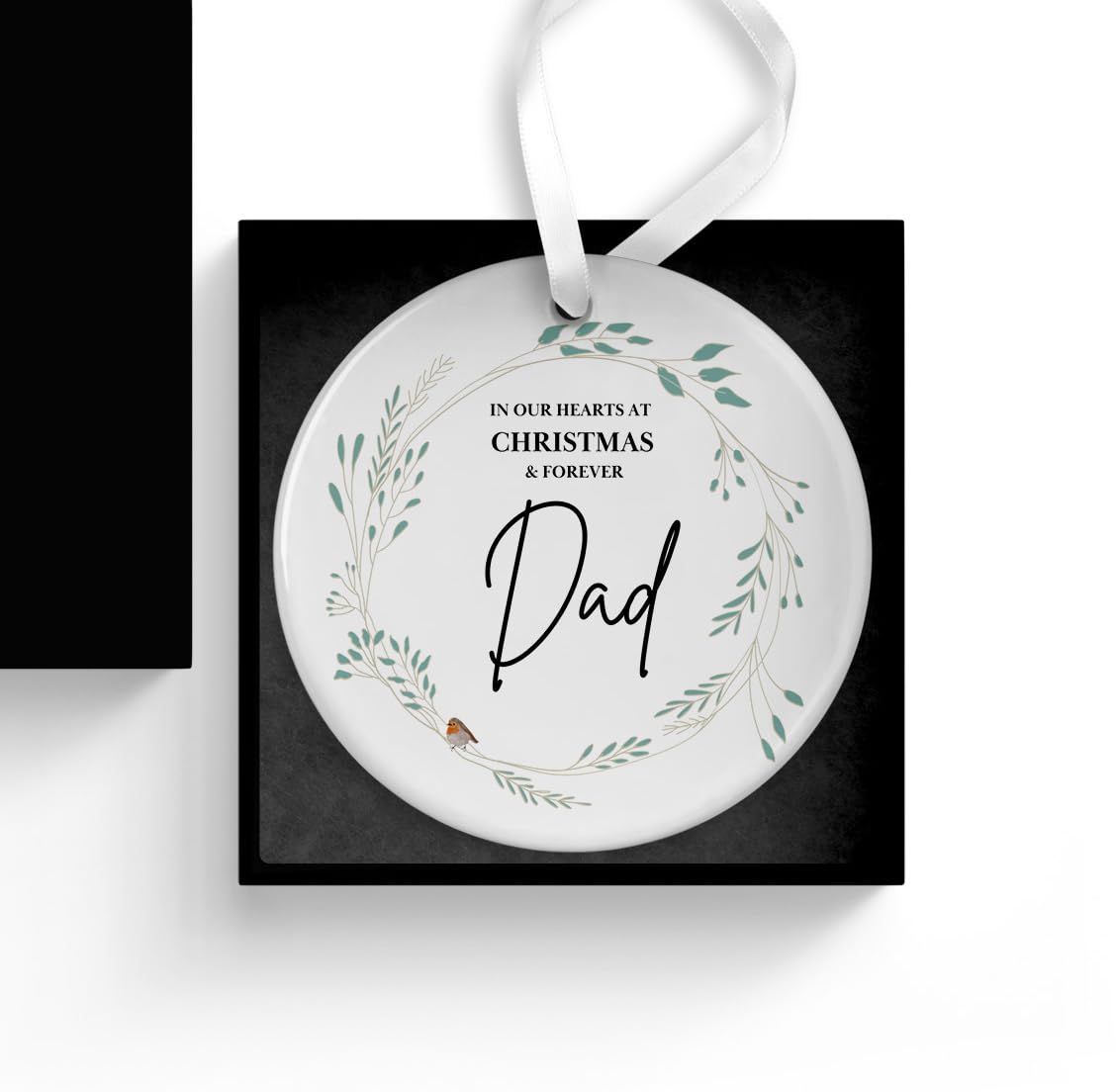 Dad Memorial Christmas Bauble, In Loving Memory, Remembering at Xmas, Remembrance Ornament, Ceramic Xmas Tree Hanging Decoration