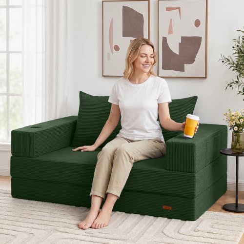 Image of COMAX Futon Sofa Bed, Convertible Sofa Bed, Folding Boneless Couches | Low-Profile Small Boneless Couch for Living Room, 11.8 inch H Low Seat 59 inch Foldable Floor Sofa Lounge Space‑Saving