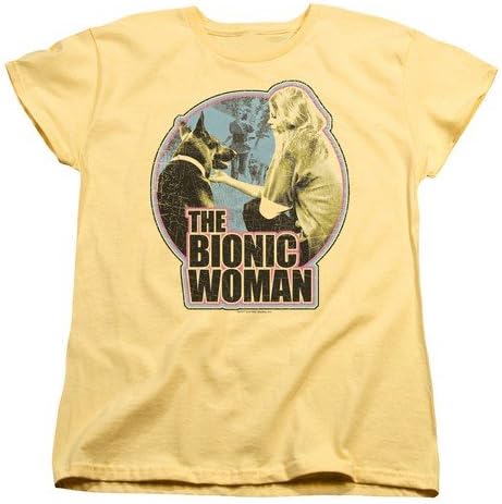 The Bionic Woman 70's Sci-Fi Series Spin-Off Jaime and Max Women's T-Shirt Tee Yellow Apparel