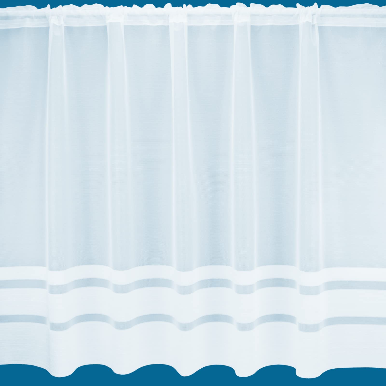 NetCurtainsUK Alaska Stripe Semi Plain White Net Curtain - Sold By The Metre (Drop: 160cm (63'')) (ALASKANET01)
