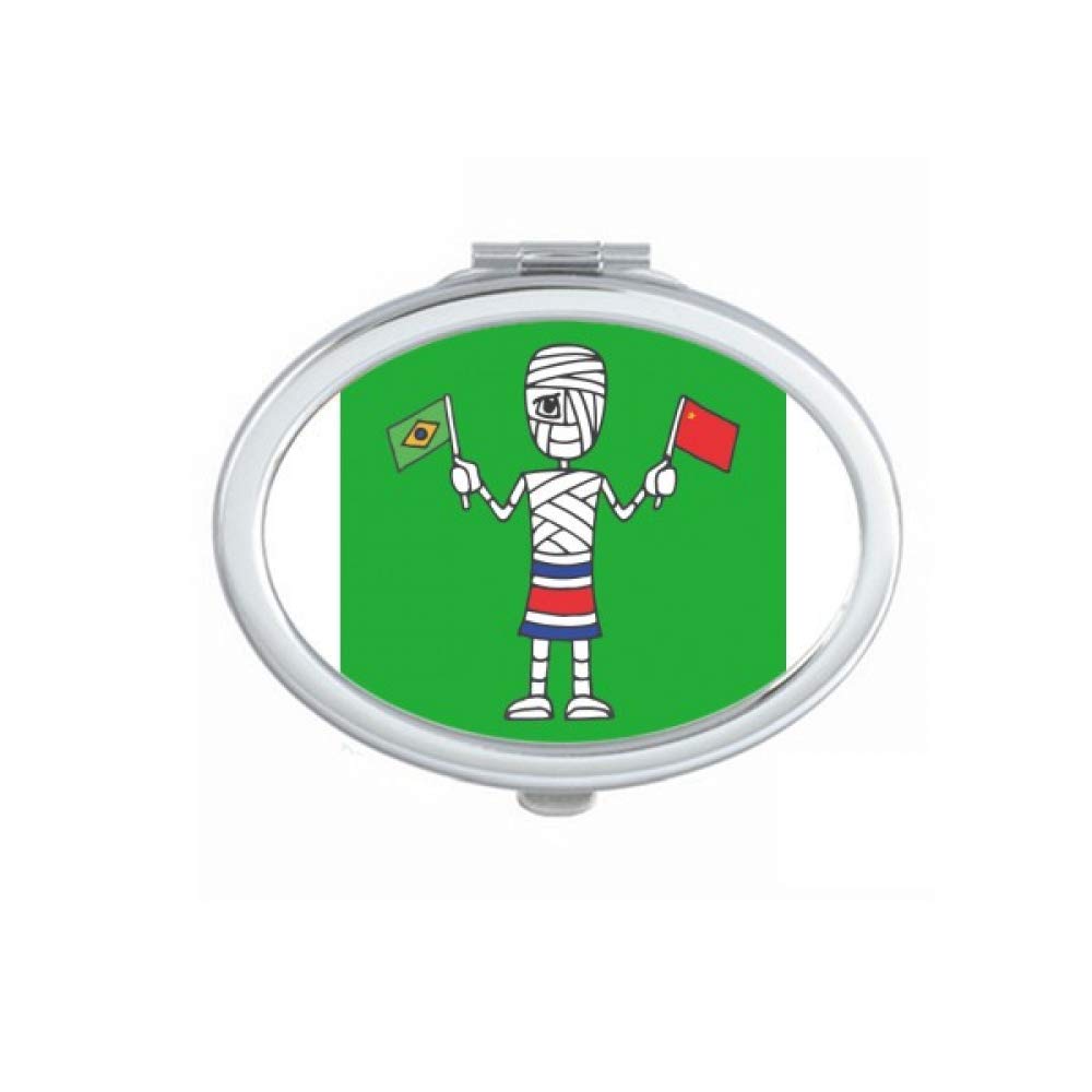 DIYthinkerCosta Rica Mummy Chinese Flag Brazil Flag Mirror Portable Fold Hand Makeup Double Side Glasses