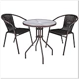 100% Neu LD 3er Set Bistroset Sitzgruppe Gartengarnitur Rattan Gartenmöbel Terrassenmöbel