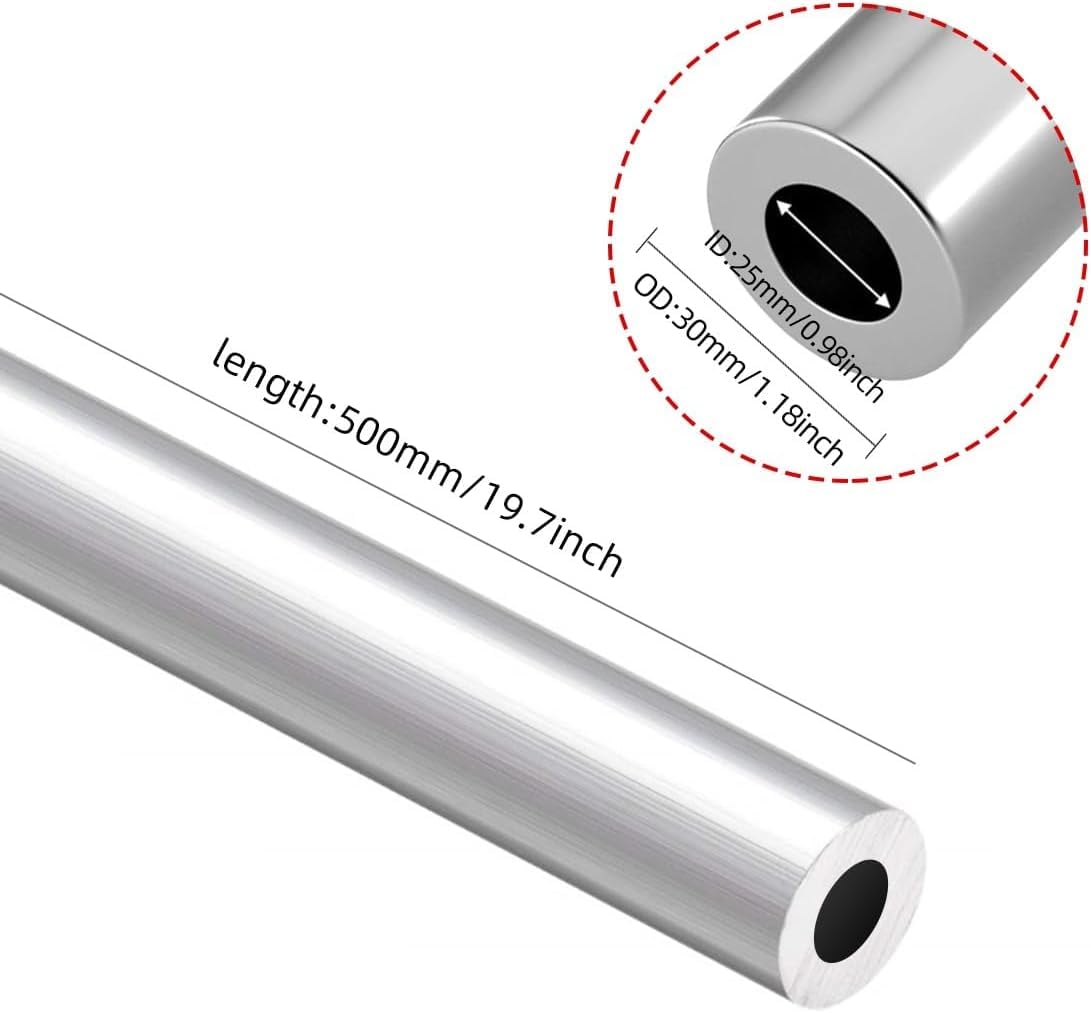 Stahlrohr, Aluminium-Rundrohr, 6063, 30 mm Außendurchmesser, 10–28 mm Innendurchmesser, nahtloses gerades Rohr(30mm OD x 25mm ID)