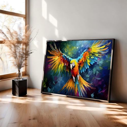 Impression sur toile oiseau tropical perroquet ara coloré déco salon 20x30 cm