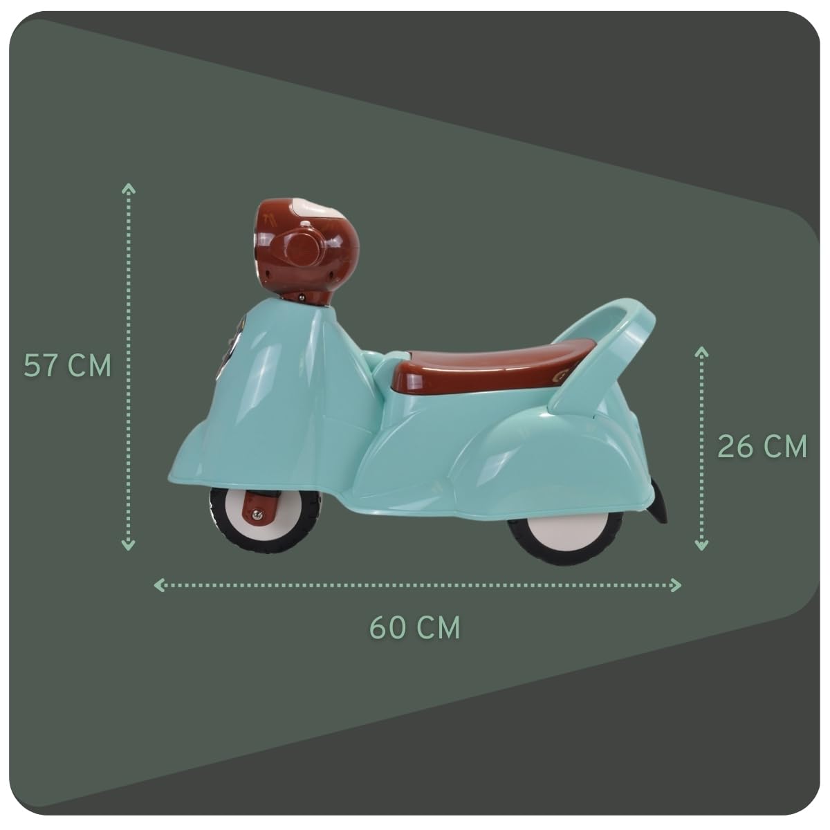 Bandits & Angels Riding Car Scooter Retro ab 1 Jahr für Jungen und Mädchen Mintgrün – grüner Laufroller mit Hupe – für drinnen und draußen – mit Stauraum