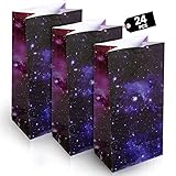 Galaxy Party Favor Bags - 24 Pack Paper Party Bags, Kids Goodie Bags for Birthday Party, Recyclable...