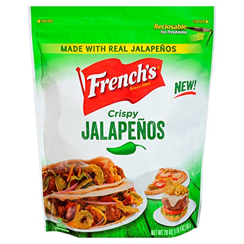 French's Crispy Jalapenos, 20 oz - One 20 Ounce Bag of Fried Jalapenos with a Craveable Crunchy Texture, Perfect on Tacos, Pizza Salads, and Burgers