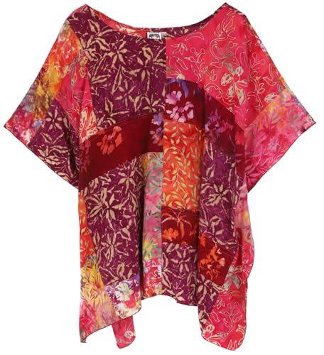 Patchwork femme grande taille tunique batik rouge GURU SHOP