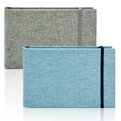 Álbumes de Fotos Pequeños 15x10cm Fotos, Juego de 2 miniálbumes de fotos, Álbum Fotos de Lino 50 Hojas/100 Caras, Álbumes de Recortes Pequeño, para Vacaciones, Cumpleaños, Bodas