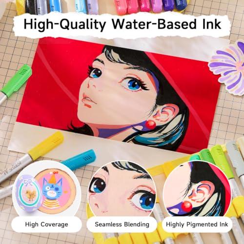 Image of Shuttle Art 72 Colors Acrylic Paint Markers, Automatic Ink Control Brush Tip Pens for Rock Painting, Ceramic, Wood, Canvas, Glass, Stone, Fabric, Card Making, DIY Crafts