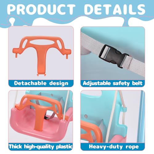 2 in 1 Toddler Swing & Jumper, Swing Set for Indoor/Outdoor, Baby Jumpers and Bouncers, Easy to Assemble & Store, Suitable for Aged 6 Months to 10 Years Old (Pink) - Image 3