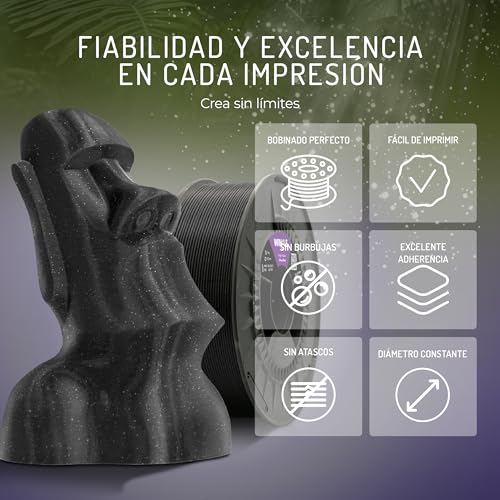 Filamento PLA HD Glitter Negro Galaxia 1,75mm 1kg | Impresión 3D | Precisión Dimensional | Acabado Brillante - Fernando Cortés