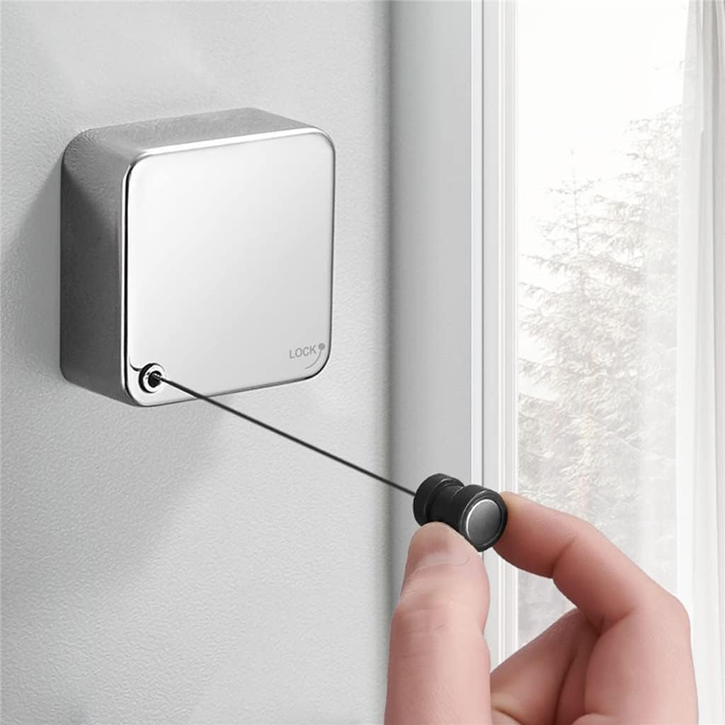 3.5M Retractable Clothesline Wall-Mounted Indoor Outdoor Washing Clothes Hanger Laundry Drying Line Balcony (Color : Black Size : 6.5 * 6.5 * 2.9cm) (Black 6.5 * 6.5 * 2.9cm)