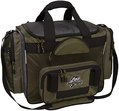 Okeechobee Fats Fisherman Deluxe Tackle Bag, 4 Utility Tackle Boxes, Brown/Green