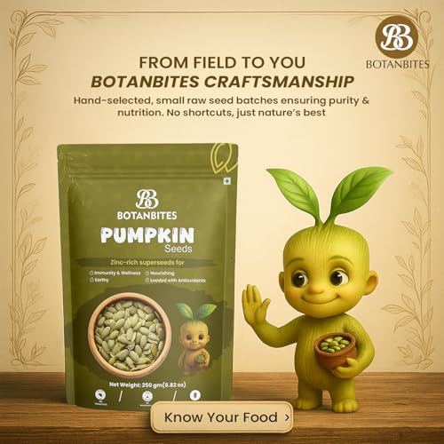 Image of BOTANBITES Pumpkin Seeds 250g | High in Protein, Fibre & Omega-3 | Keto-Friendly Snack | Rich in Magnesium & Zinc | Immunity Booster & Fat Loss Superfood (250g)