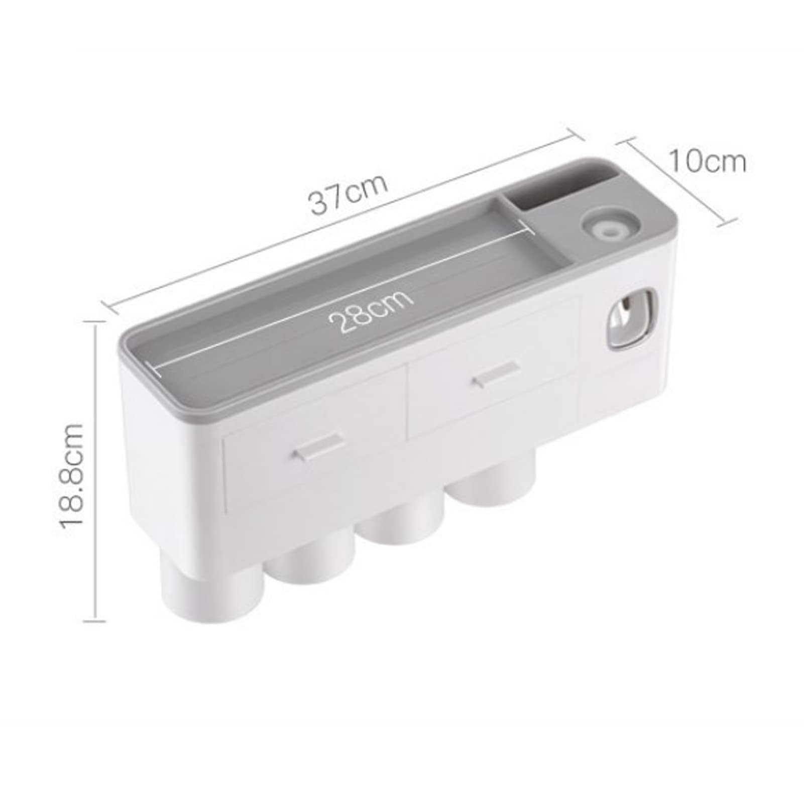 Porta Spazzolino da Parete, Kit Spremi Dentifricio in Materiale PP ABS Antipolvere con 4 Tazze Invertite per Famiglie e Bambini (Quattro tazze, grigio)