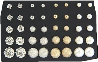 20 Pairs Stud Earrings Crystal Pearl Earring Set Ear Stud Earring for Women Men Silver and Gold