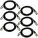 GLS Audio 6ft Patch Cable Cords - XLR Male To XLR Female Black Cables - 6' Balanced Snake Cord - 6 PACK