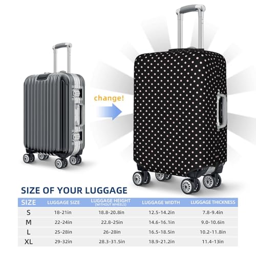 Luggage Cover Protector - Polkadots Balck Pattern Print Fit 25-28 Inch Suitcase Covers for Luggage2