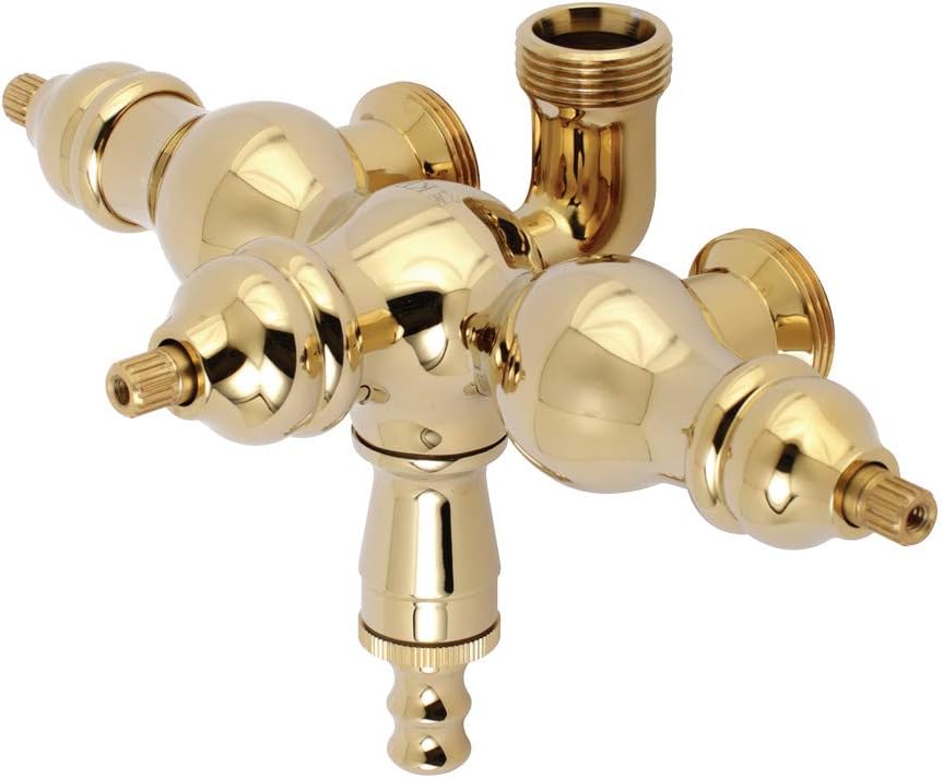 Kingston AET400-2 Down Spout Tub Faucet Body Only, Polished Brass | Solid brass construction; Drip-free ceramic disc cartridge; Wall mount 2-hole installation; Corrosion-resistant finish