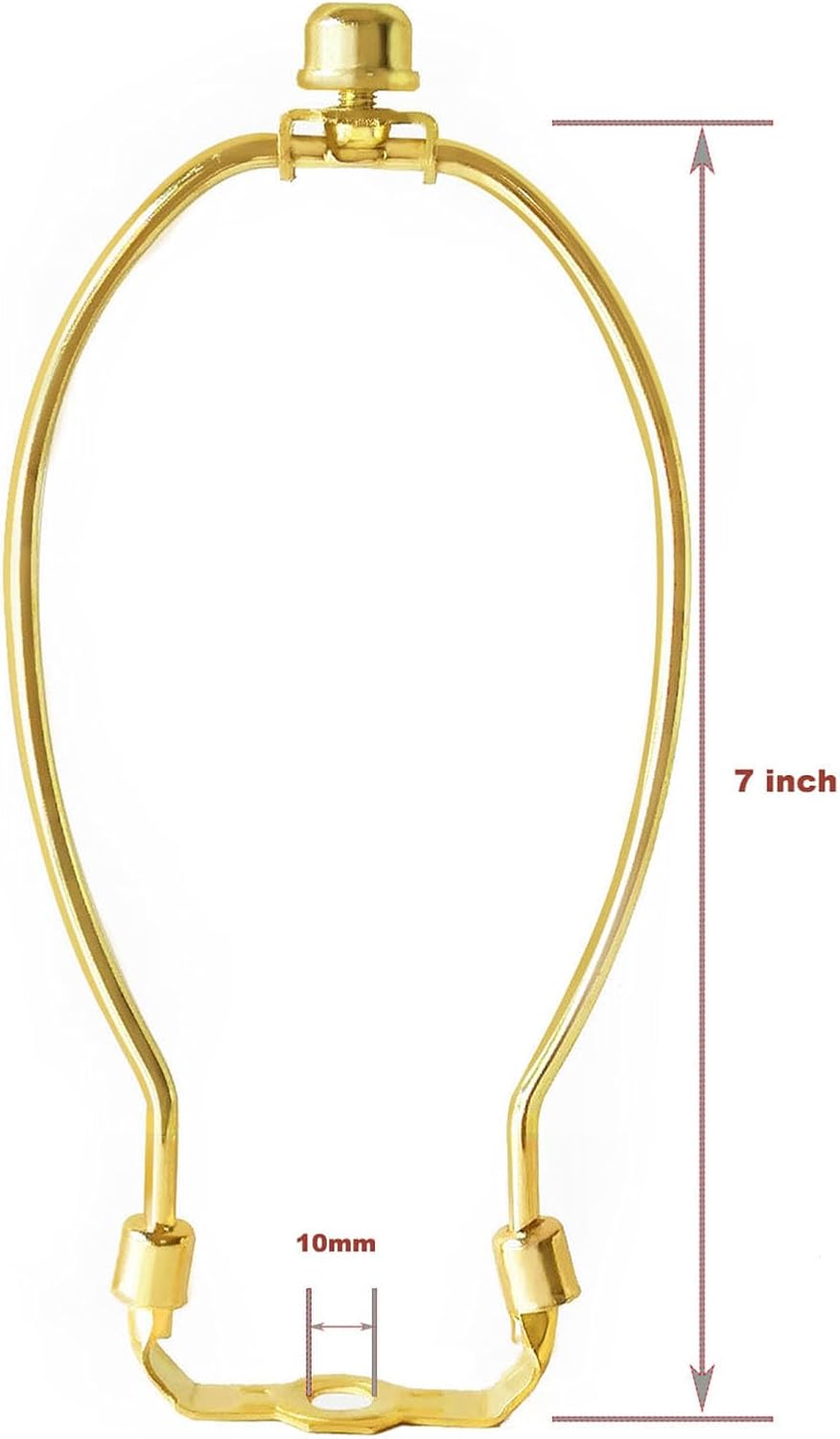 GY & CK® 7 Inch Lamp Shade Harp for Table and Floor Lamps, Heavy Duty Lamp Shade Holder with Standard Harp Saddle and Lamp FinialSet, Brass, 2 Pack