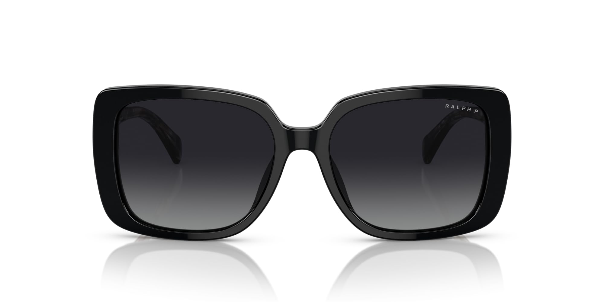 Ralph Lauren Ralph Ra5298u Universal Rectangular Sunglasses, Glossy Black/Polarized Gradient Grey, 55 mm