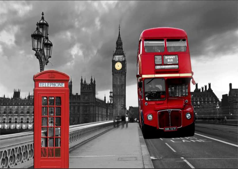 London Metal Sign Landmark Decor Plaque Retro Red Bus Telephone Wall Plaque (A3 (400x290mm) Approx)