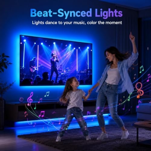 Image of MORIACC 18ft TV LED Backlight for 45-75 Inch TVs, RGB LED Lights for TV with Music Sync, Bluetooth APP & Remote Control, USB Powered Ambient Lighting for Gaming, Movies, Bedroom & Home Theater