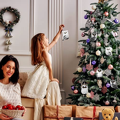 6 Pieces Plush Owl Christmas Ornaments Woodland Faux Fur Owl Ornaments Assorted Cute Small Owl Decor Furry Owl Decorative Hanging Ornaments For Home Christmas Tree Party Decoration (Cute Style) #TOP3