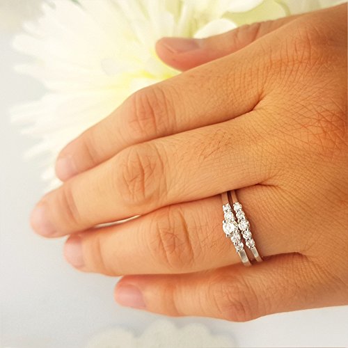 Dazzlingrock Collection 0.52 Cttw 14K Round White Diamond Womens Engagement Bridal Ring Set, Solid White Gold4