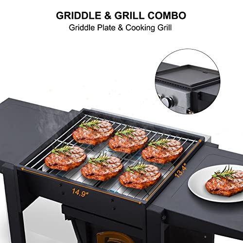 Camplux Flat Top Gas Grill, 22,000 BTU Barbecue Grill, Propane Griddle Grill Combo, 2 Burner Griddle with Lid, BBQ Grill for Outdoor Cooking, Camping, Backyard Parties, RV Travel Camplux Flat Top Gas Grill, 22,000 BTU Barbecue Grill, Propane Griddle Grill Combo, 2 Burner Griddle with Lid, BBQ Grill for Outdoor Cooking, Camping, Backyard Parties, RV Travel