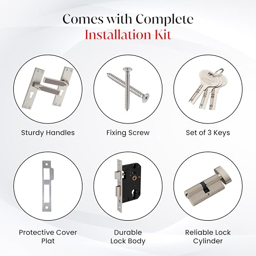 Image of LAPO Strong Door Lock for Daily Use | 45x45mm Lock Body | 60mm Cylinder | Fits 30-50mm Door Thickness | Designed for Left-Right Door Opening | 3 Brass Keys | Matt Finish | 3 Years Warranty | CY-303