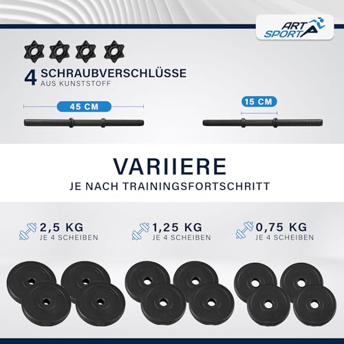 2er Hantelset 20/30 / 40 kg - Kurzhantel Set mit 2 Kurzhanteln, Gewichten & 4 Sternverschlüsse – Bild 5