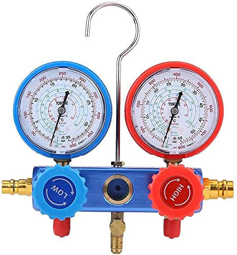 KATSU Tools R134a A/C Juego de manómetros para aire acondicionado con herramienta de manguera de recarga de 5 pies
