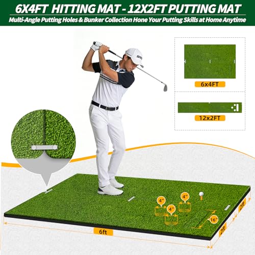 Tapis de golf de haute densité double mode pour simulateur intérieur