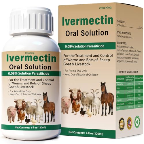 OthoKing Ivermectin Liquid for Sheep Goat Poultry & More Supports Gut & Digestive Health Overall Vitality 120mL